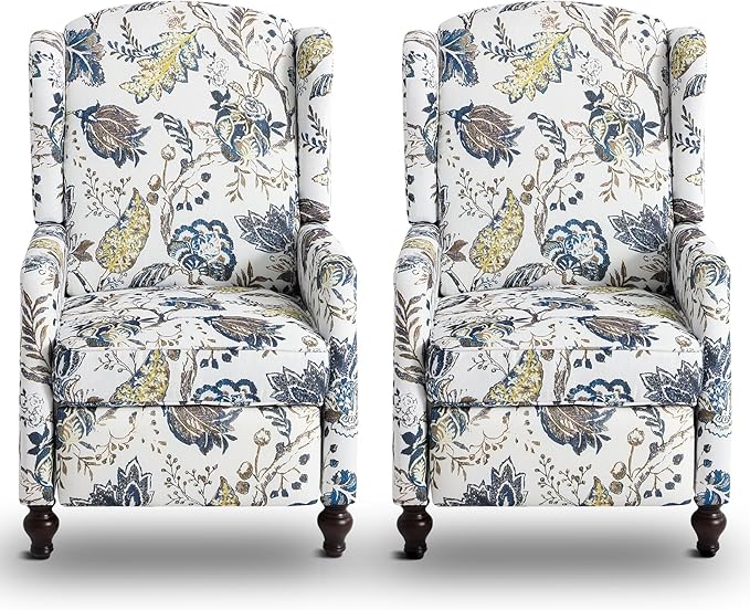Wingback Recliner Chair, Traditional Push Back Recliner Chair by Consofa