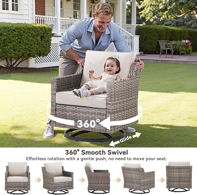 Outdoor Patio Furniture Set-5 Pieces All-Weather Wicker Outdoor Furniture - Image 2