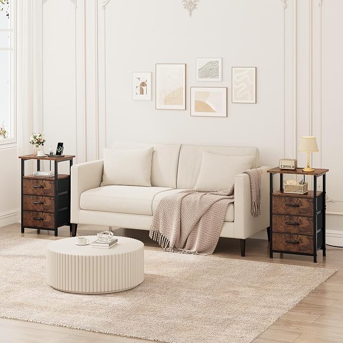 Vagusicc Nightstand with Charging Station, Bedside Table with USB Ports and - Image 5