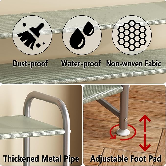 INGIORDAR Shoe Rack 4 Tier Long Storage Organizer Wide Metal Shoe Shelf - Image 6