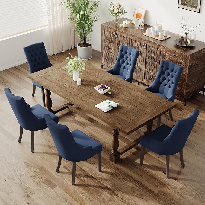 COLAMY Fabric Side Dining Chairs Set of 6, Wingback Upholstered Dining Room - Image 3