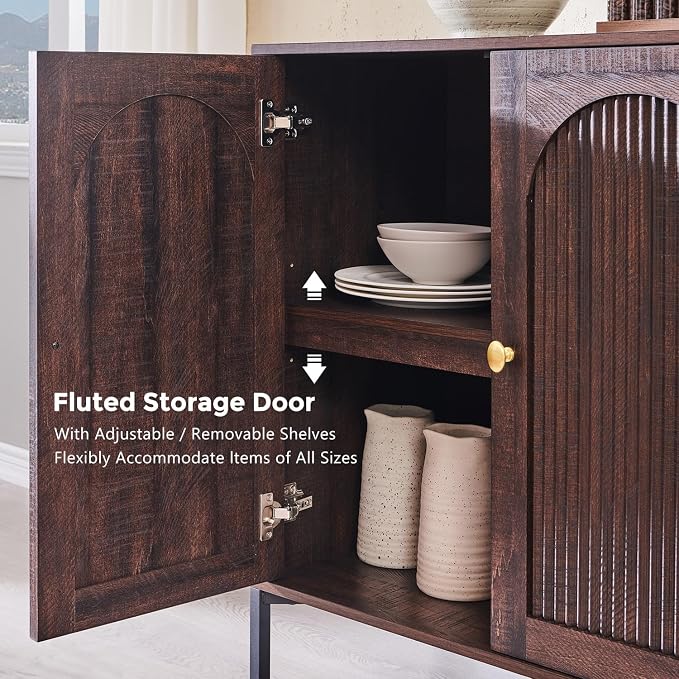 IFBUY Modern Sideboard Buffet Cabinet, Wooden Modular Coffee Bar Cabinets - Image 5