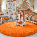 Amdrebio Orange Round Circle Rug 5Ft by Amdrebio
