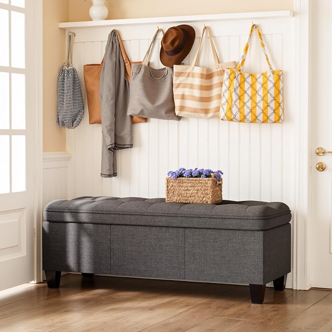 YESHOMY 47 Inches Ottoman with Storage, Storage Bench with Legs, Ottomans - Image 7