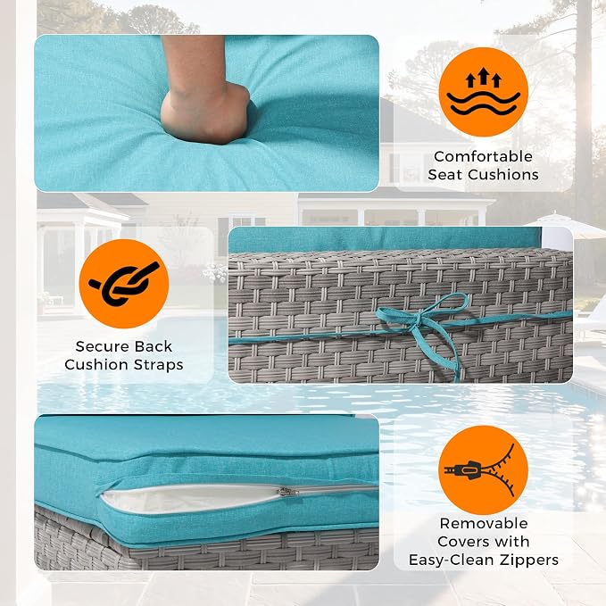 14-Seat Outdoor Wicker Patio Furniture Set - Image 7