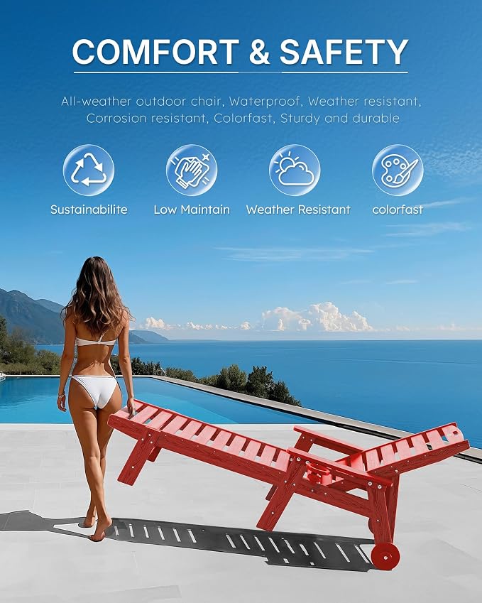 Patio Chaise Lounge Chair Set of 4, Oversize Lounge Chairs - Image 7