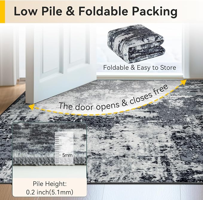 RELEANY Washable Area Rugs 4'x6' Non-Slip Modern Abstract Soft - Image 6