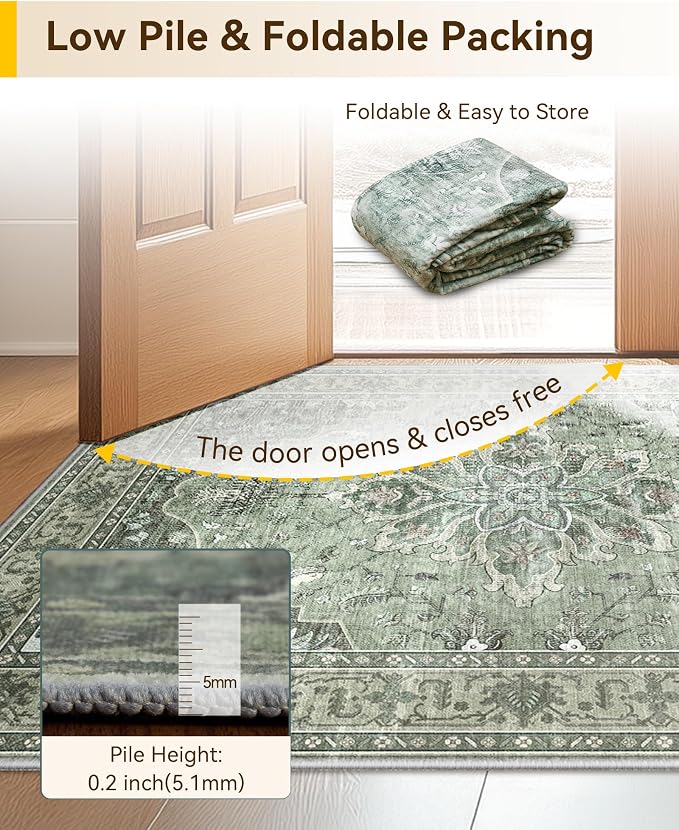 RELEANY Area Rugs 3'x7' Runner Rug Non Slip Washable - Image 6