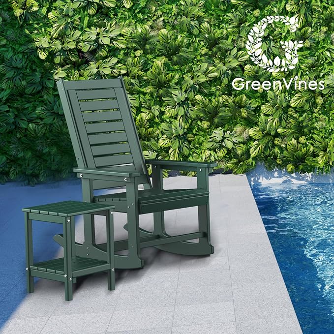 GREENVINES Outdoor Rocking Chairs | Set of 2 | Porch Rocker | HDPE Plastic | - Image 4