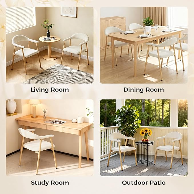 DUMOS Dining Chairs Set of 4, Linen Fabric Upholstered Kitchen Side Chairs - Image 6