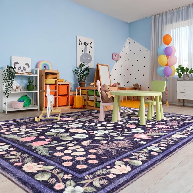 Purple Area Rugs for Living Room, Non-Slip 4x6 Vintage Rug for Bedroom - Image 7