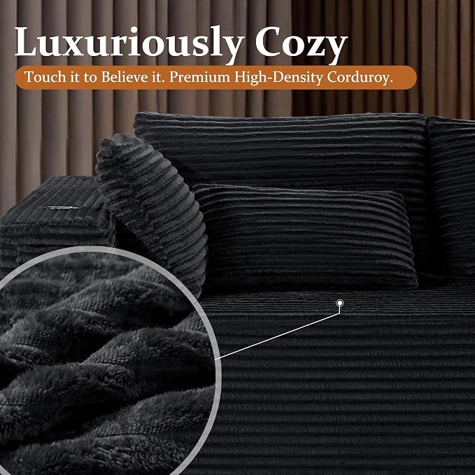 108" Oversized Cloud Sectional Couch, Comfort U Shaped Sofa - Image 7