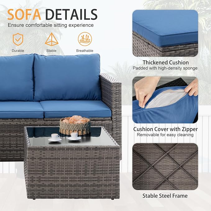 Shintenchi 4 Pieces Patio Furniture Sets, Outdoor Sofa Patio Sectional Sets All - Image 5