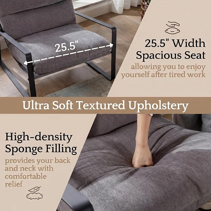 LukeAlon Modern Linen Accent Armchair, Upholstered Living Room Chair - Image 6