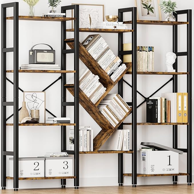 INNOD Triple 4 Tier Book Shelf, Large Industrial Bookcase by INNODToddlerTower