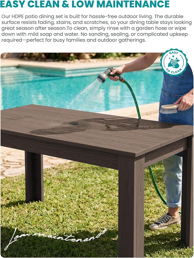 SERWALL Patio Dining Set with 15FT Double Side Umbrella, Outdoor Dining Sets - Image 4