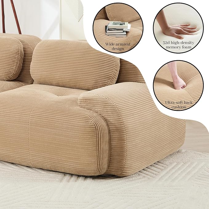 Boneless Sectional Couch, No Assembly Required, 117.3” L Shaped Modular Cloud - Image 7