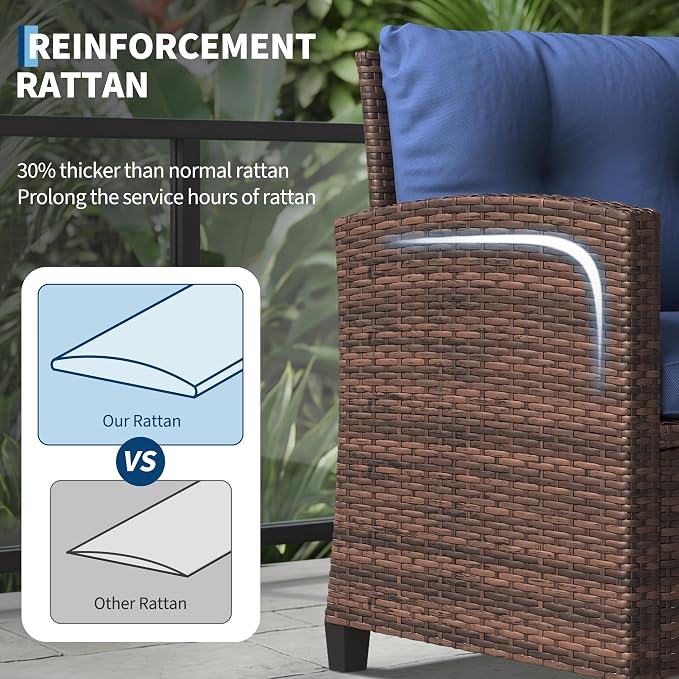 3-Piece Patio Furniture Set, Outdoor PE Rattan Chair - Image 3