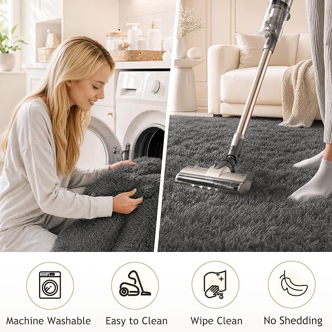 Washable Runner Rug for Hallway, Ophanie 2x6 Non-Slip Fluffy Soft Bedside Rugs - Image 4