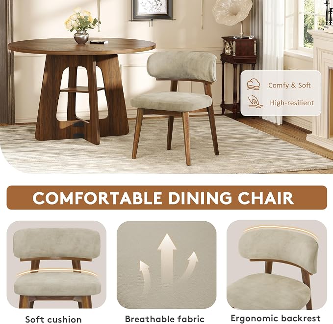 Dining Chairs Set of 2, Modern Upholstered Dining Chairs, Wooden Kitchen Chairs - Image 5