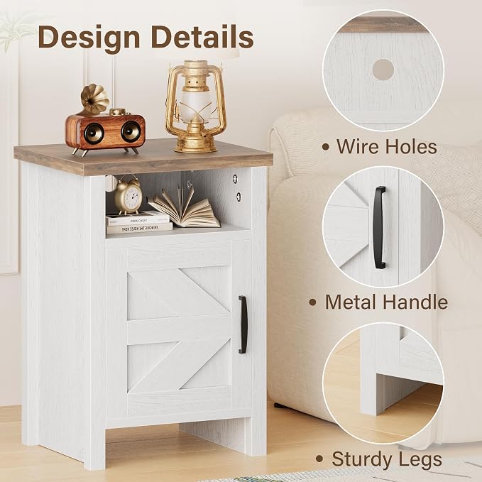 JUMMICO Farmhouse Nightstand, Modern Bedside Table - Image 3
