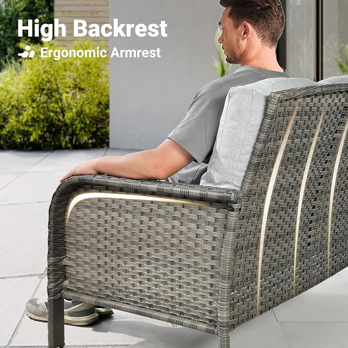ovios 5-Piece Patio Furniture Set, Outdoor Wicker Sofa - Image 3