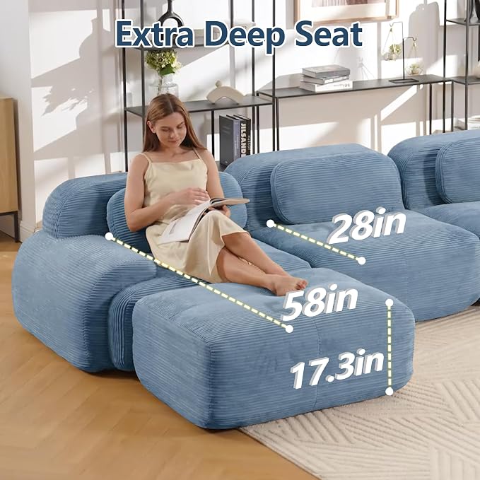 Boneless Sectional Couch, No Assembly Required, 152.7” L Shaped Modular Cloud - Image 5
