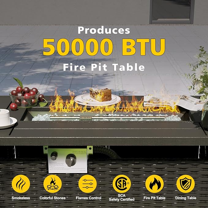 Aoxun Patio Furniture Set with Fire Pit Table, 8 Piece Outdoor Sectional Sofas - Image 2