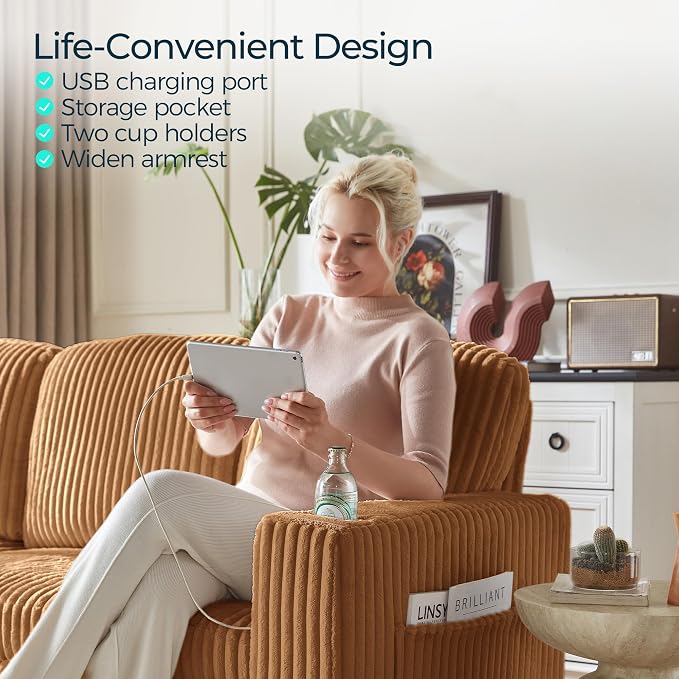 LINSY HOME Loveseat Sofa with Storage - Image 6