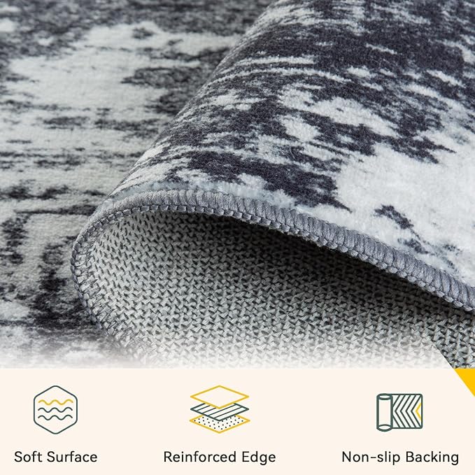 RELEANY Washable Area Rugs 4'x6' Non-Slip Modern Abstract Soft - Image 4