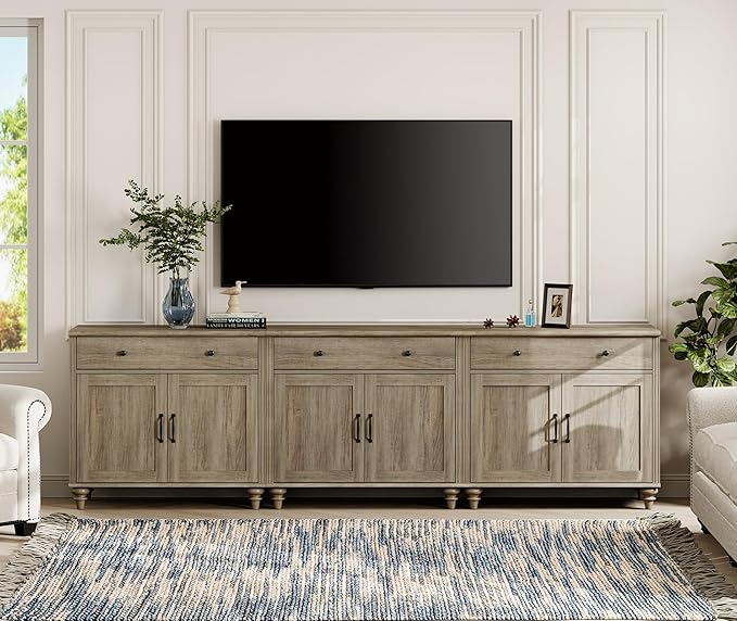WAMPAT Farmhouse TV Stand for 100 Inch TV, 3-in-1 TV Console Table for by WAMPAT
