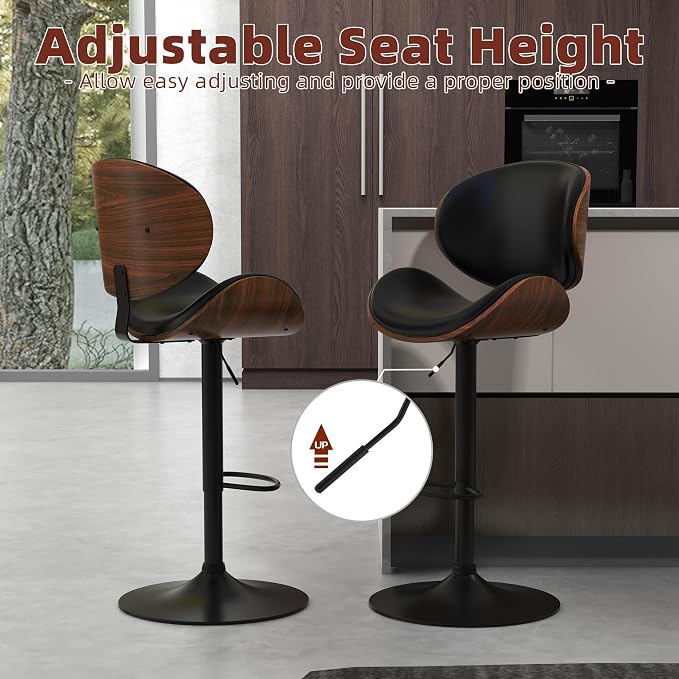 civama Bar Stools Set of 6 for Kitchen Counter, Adjustable Bar Height Chairs - Image 3