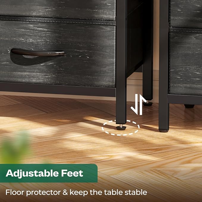 Huuger Nightstand with Charging Station, Fabric Drawers, End Table with Open - Image 7