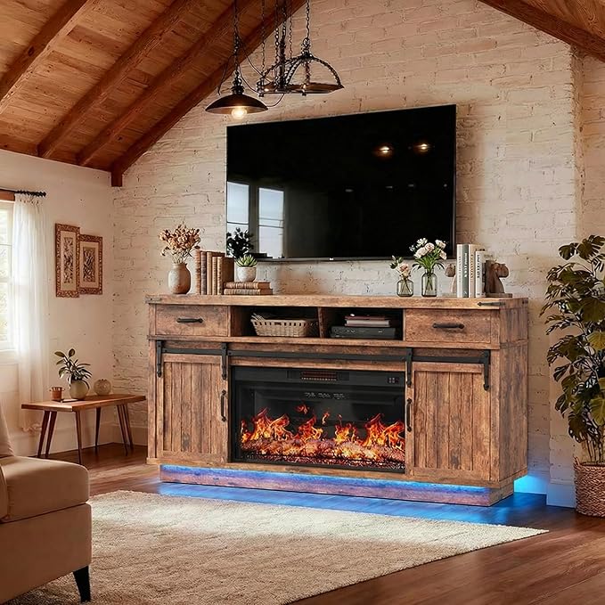 Jocoevol Fireplace TV Stand for TVs up to 65", Electric Fireplace - Image 5