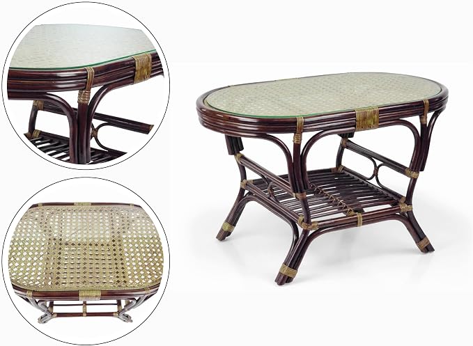 Malibu Lounge Set of 4: 2 Natural Rattan Wicker Chairs, Three-Seater Sofa - Image 6