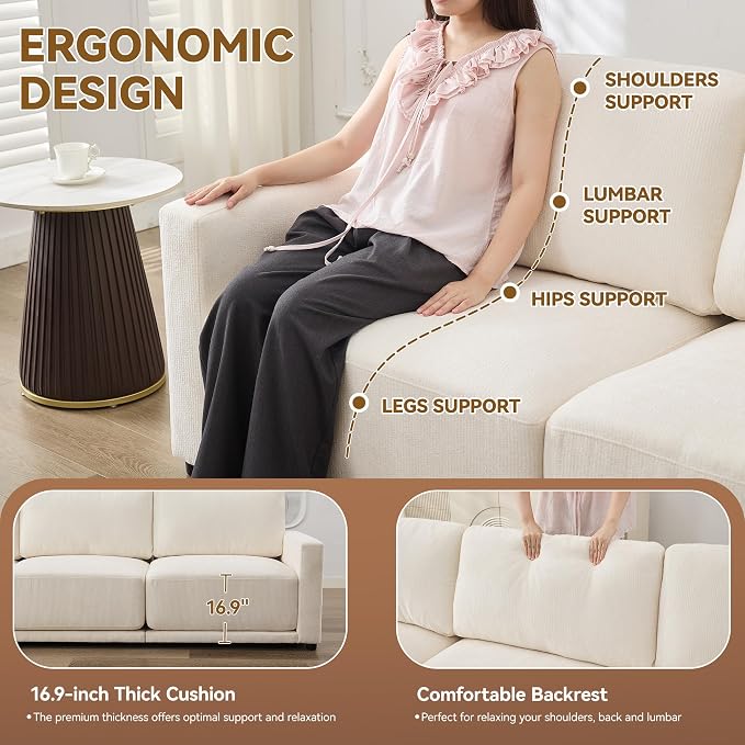 143.8" Modular Sectional Sofa Modern Chenille U Shaped Couch - Image 3
