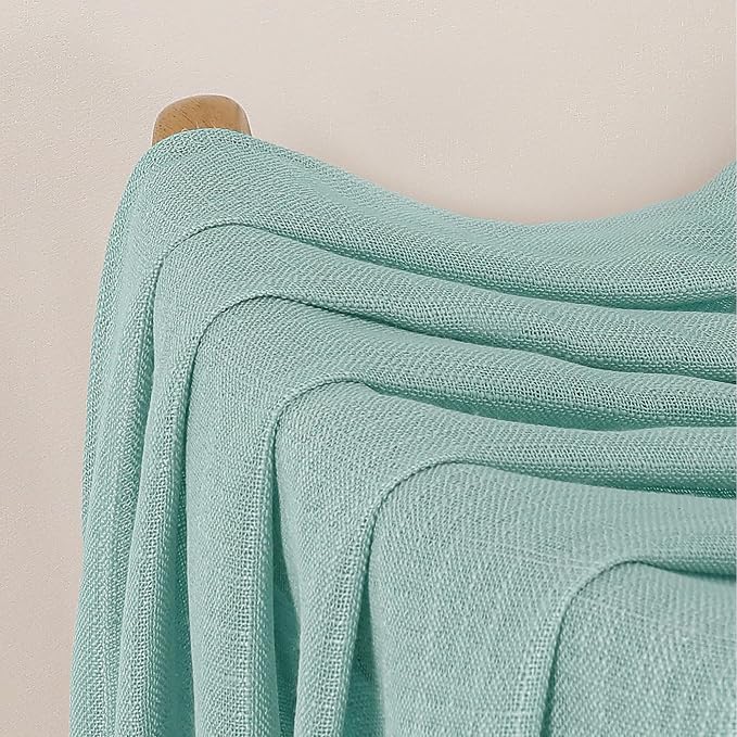 Chyhomenyc Aqua Green Semi Sheer Curtains 96 Inches Long 2 Panels - Image 4