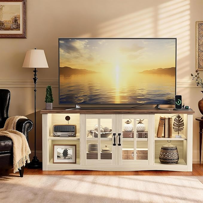 YESHOMY Farmhouse LED TV Stand - Image 2