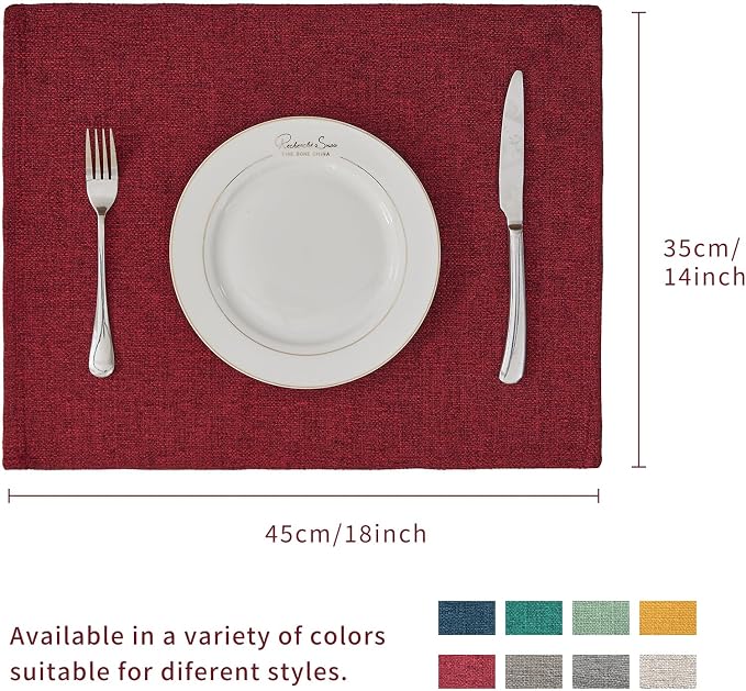BALCONY & FALCON Placemats Set of 6 Faux Linen Cloth Place Mats Washable - Image 5