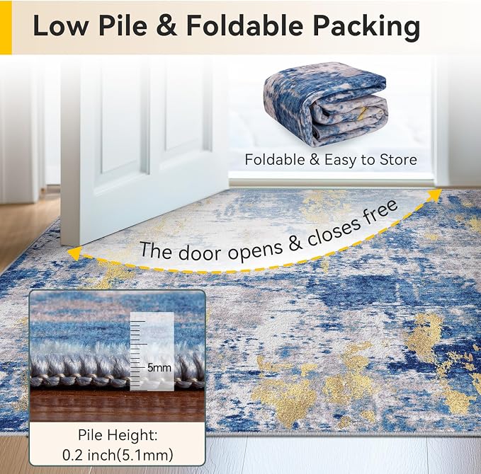 RELEANY Washable Area Rugs 8'x10' Non-Slip Modern Abstract Soft - Image 8