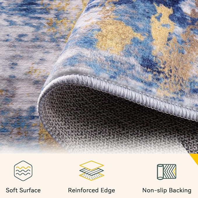 RELEANY Washable Area Rugs Square 9ft Non-Slip Modern Abstract Soft - Image 2