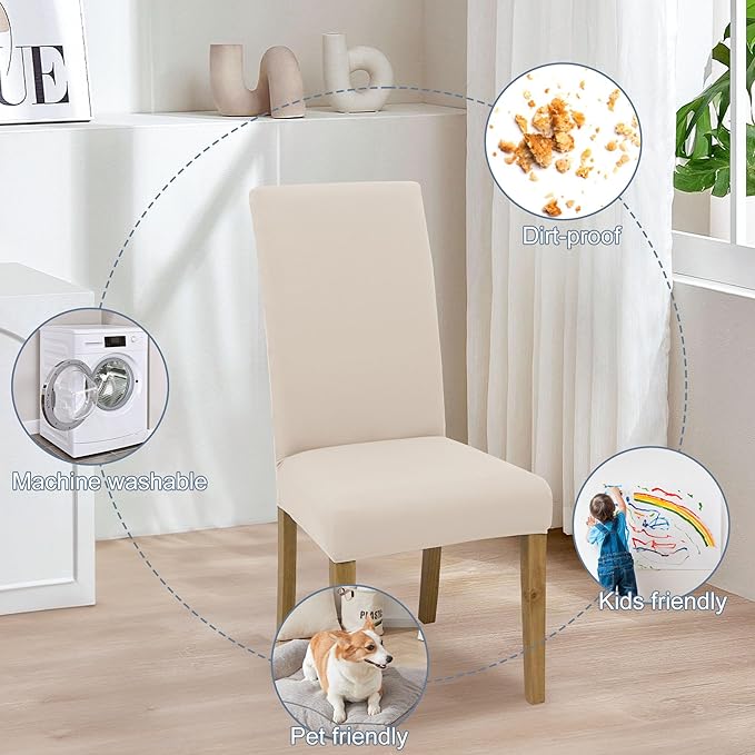 BIETYONE Stretch Dining Chair Covers Set of 6, Soft Removable Washable Kitchen - Image 6