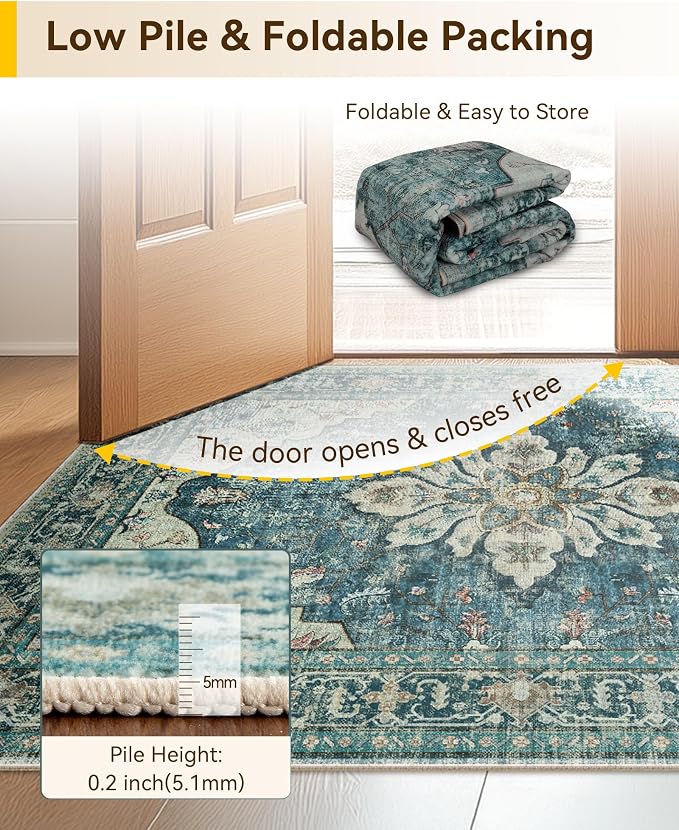 RELEANY Area Rugs 3'x6' Runner Rug Non Slip Washable - Image 6