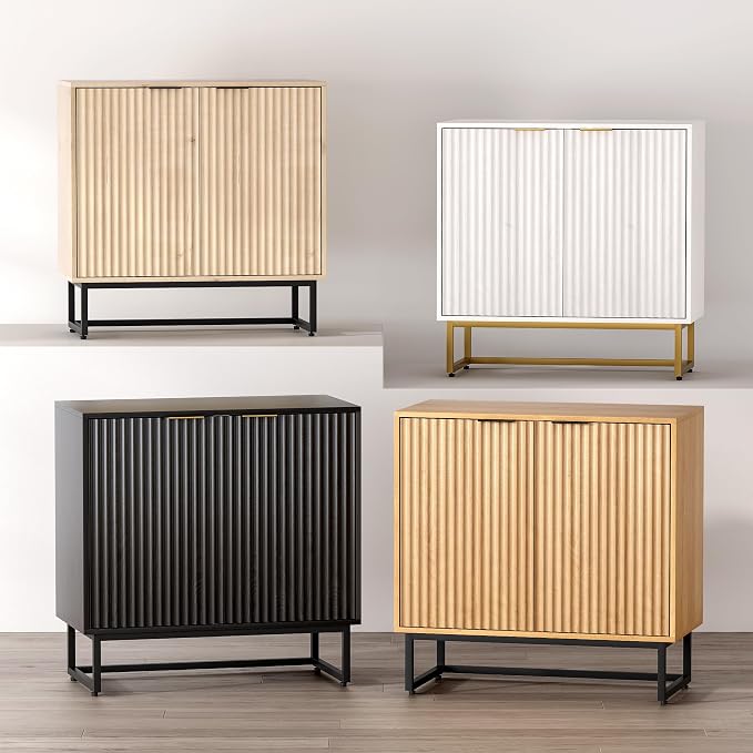 EYYTHUNG Fluted Storage Cabinet Sideboard Buffet Cabinet, Modern Accent Cabinets - Image 6