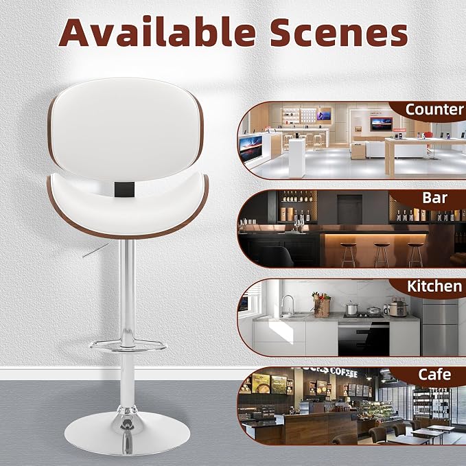 civama Bar Stools Set of 2 for Kitchen Counter, Adjustable Bar Height Chairs - Image 9