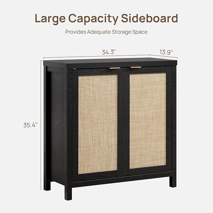 SICOTAS Rattan Sideboard Buffet Storage Cabinet - Image 2
