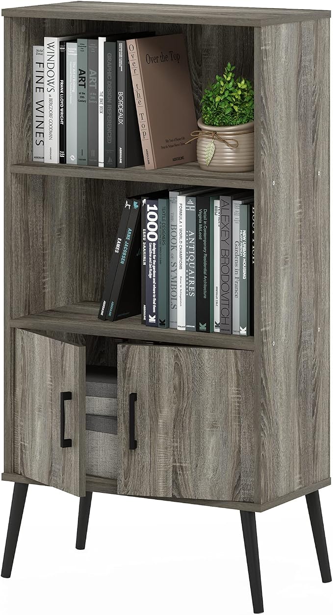 Furinno MIDCENTURY Storage Shelves, Mid-Century Style Accent Storage Cabinet by Furinno-FitsYourSpaceFitsYourBudget
