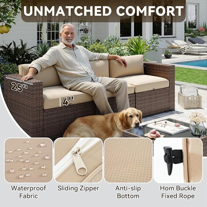 Aoxun Patio Furniture Sets, 7-Piece Outdoor Patio Furniture - Image 4