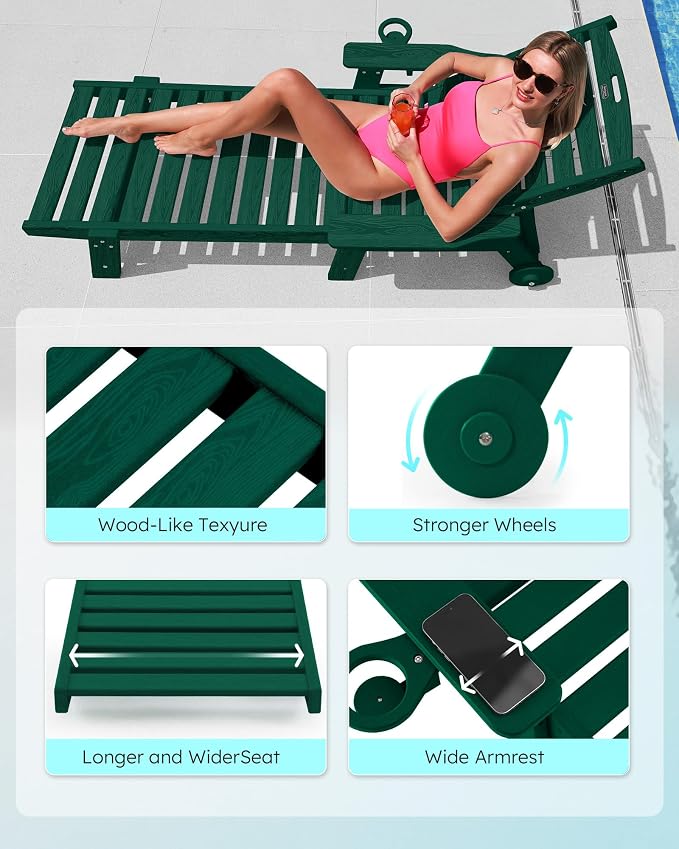 Patio Chaise Lounge Chair Set of 2, Oversize Lounge Chairs - Image 5