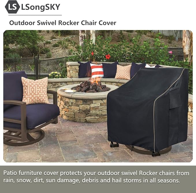 Outdoor Swivel Rocker Chair Cover 2 Pack, Patio Swivel Chair Covers - Image 5